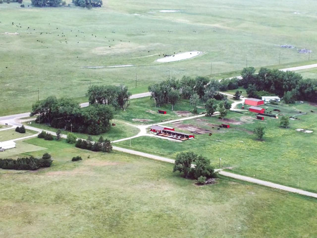 The 10,343-acre Zeman Ranch includes 44 center pivots on 5,640 acres. It also runs cow/calf pairs and a feedlot on 4,700 acres. (Photo courtesy of Hall and Hall)