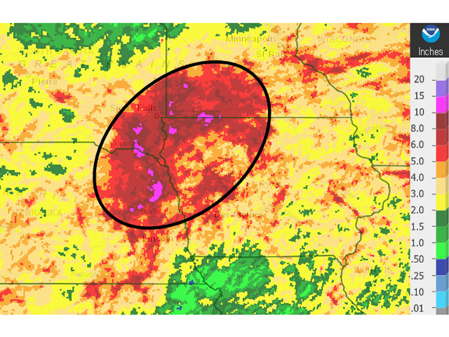 June has been extremely wet across the Corn Belt. (NOAA graphic)