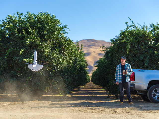 AeroVironment's Quantix drone scans 10 crop acres per minute with a pair of high-resolution cameras. 