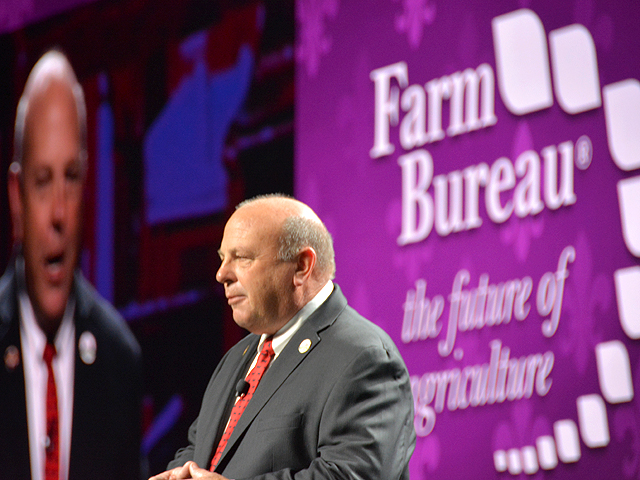 Zippy Duvall, president of the American Farm Bureau Federation, spoke at the group&#039;s 100th annual meeting on Sunday in New Orleans. Duvall talked about Farm Bureau&#039;s history of becoming a united voice for agriculture when it comes to issues affecting agriculture. (DTN photo by Chris Clayton)