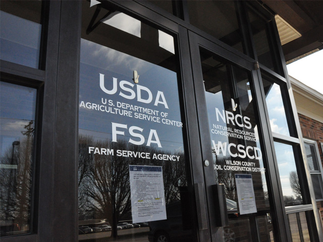 Local USDA Service Centers are closed to walk-in visitors but producers can set up appointments by phone or work with local offices for FSA or NRCS through email or USDA websites. (DTN file photo by Katie Dehlinger) 