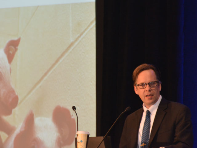 USDA Chief Economist Robert Johansson predicted that stagnant prices and the continued trade war will weigh on the overall ag economy in 2019 at the USDA Agricultural Outlook Forum on Thursday. (DTN photo by Chris Clayton)