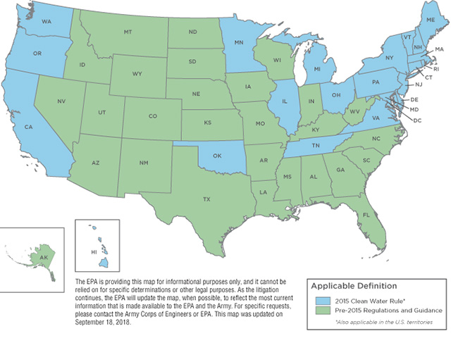 The EPA released a newly proposed Waters of the United States rule in December. The 2015 rule remains in effect in about half of the country, Image by EPA