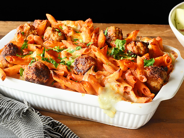 Mini Meatball Baked Penne, Image by Rachel Johnson
