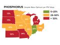 A 2016 Pioneer study found from 20% to 73% of soil samples were below the critical soil test level for phosphorus recommended in each state, Image provided by Pioneer