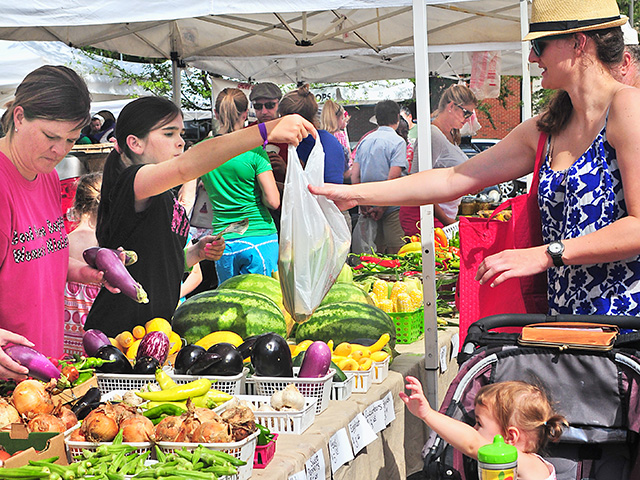 Farmersâ€™ markets create opportunities for farmers to market their products, and they allow consumers to put a face to those products, Image by Virginia H. Harris