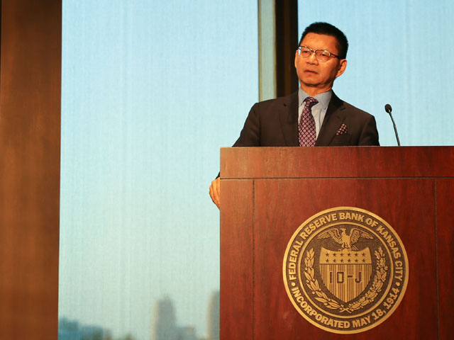 Ray Young gives the keynote presentation at the Kansas City Federal Reserve&#039;s annual Agricultural Symposium. (Photo courtesy of the Federal Reserve Bank of Kansas City)