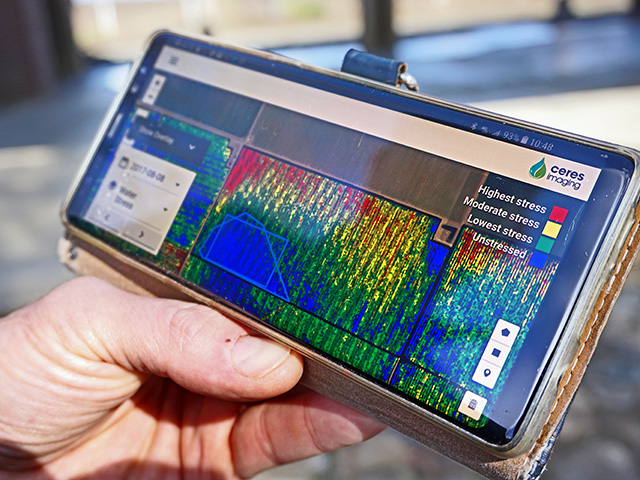 Imagery and analytics are available to farmers in the field to make better decisions. (Photo provided by Ceres Imaging)