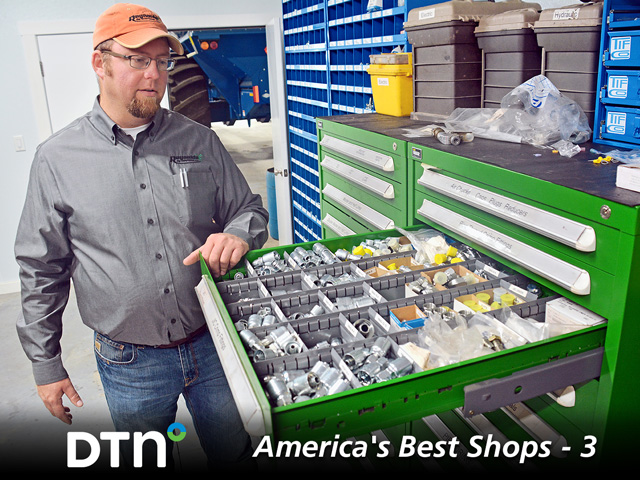 Reynolds Ag Solutions has in the shop separate rooms for tools, welding, meter repair and calibration totaling 3,888 square feet added to maximize functionality and security. (DTN/Progressive Farmer photo by Matthew Wilde)