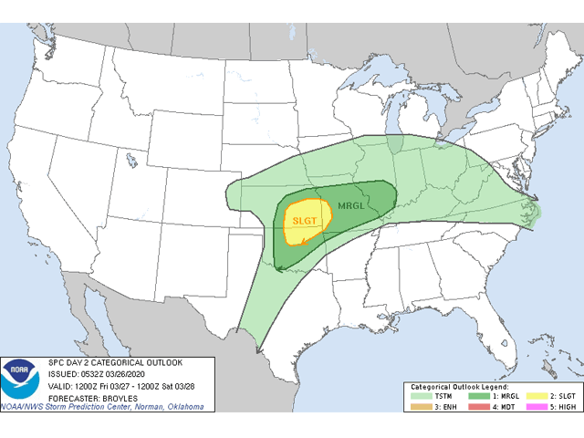 Severe storms and heavy rain pose a challenge to Midwest fieldwork chances at the end of the March and early April. (NOAA graphic) 