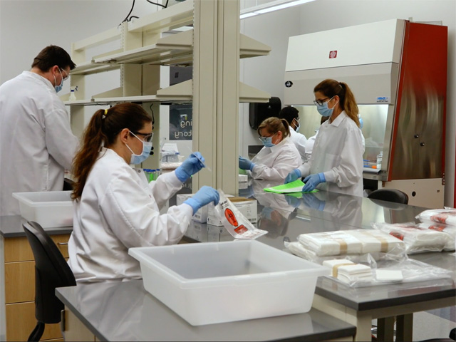 Groups across rural America are sewing masks, while companies are finding ways to make sanitizer or simply donate money to help fight COVID-19. Staff at the Texas A&amp;M Veterinary Medical Diagnostic Laboratory in College Station, Texas, are taking viral sampling kits normally used for animals and repurposing the materials to make more than 2,000 COVID-19 sampling kits for Texas hospitals. (Photo courtesy of Texas A&amp;M University System)