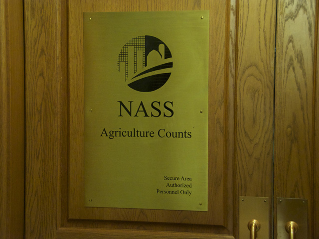 Sign outside the secure pressroom used for USDA commodity report releases. Media will no longer have early access to those reports following a Trump administration decision to end the 113-year-old practice. (DTN file photo)
