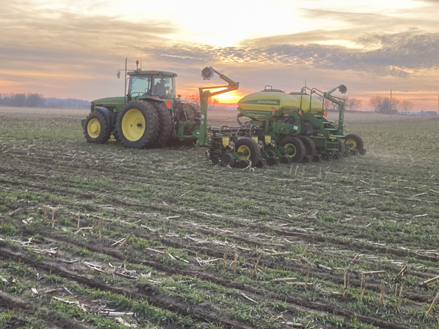 Ryan Nell of Beaver Dam, Wisconsin, plants a little more than 3 acres of soybeans on Dec. 10 to test the hardiness of seeds as part of his early-planting on-farm research.  (DTN Photo Courtesy of Cody Schmitt.)