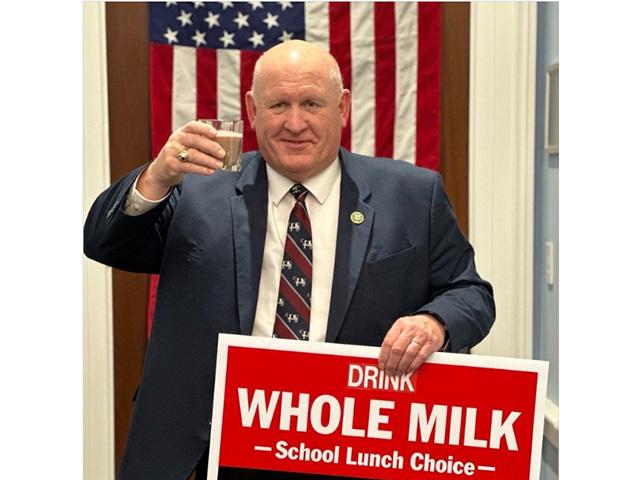Rep. Glenn "GT" Thompson, R-Pa., a champion of the Whole Foods for Healthy Kids Act, holds a sign and glass of milk. He is seeking a waiver to serve another two-year term leading the House Agriculture Committee. (Photo courtesy of GT Thompson's Office)