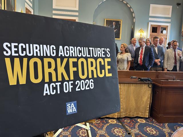 Rep. Glenn "GT" Thompson, R-Pa., introduces the Securing Agriculture's Workforce Act (SAWA) to reform H-2A visas with farmers and industry. (DTN photo by Jake Zajkowski)
