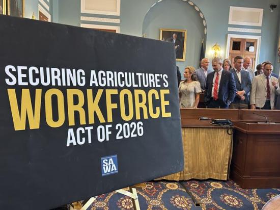 Rep. Glenn "GT" Thompson, R-Pa., introduces the Securing Agriculture's Workforce Act (SAWA) to reform H-2A visas with farmers and industry. (DTN photo by Jake Zajkowski)