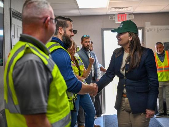 U.S. Secretary of Agriculture Brooke Rollins visits the construction site of the New World screwworm production facility at the Moore Air Base in South Texas. (Photo courtesy of USDA)