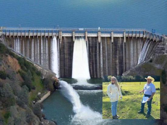 Rich Brazil and his daughter Keely Brazil Covello were part of a group of northern California farmers and others who met with Agriculture Secretary Brooke Rollins last week in a roundtable to explain their opposition to removing the Potter Valley dams by utility giant Pacific Gas &amp; Electric (PG&amp;E). (Scott Dam photo courtesy of PG&amp;E, other photo courtesy of Rich Brazil) 