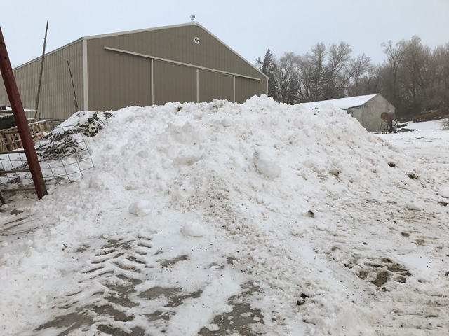 Snow keeps piling up at the Quinn farm this winter after a recent heavy snowstorm. Sub-zero temperatures have now moved in and even more snow is forecasted. (DTN photo by Russ Quinn.