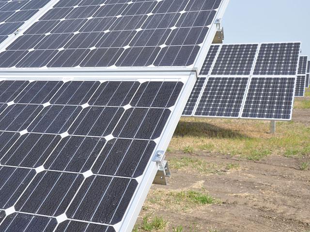 Solar panels from an Indiana solar operation. Farm groups and others have filed a lawsuit against USDA for tightening limits for grants and loan guarantees for solar projects under the Rural Energy for America Program (REAP). USDA cited an executive order by President Trump last year to essentially freeze the program and halt funding for most solar array projects on farms. (DTN file photo by Chris Clayton)