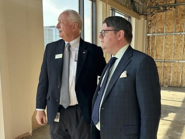 USDA Deputy Secretary Stephen Vaden and Indiana State Department of Agriculture Director Don Lamb tour the future USDA hub in Indianapolis, Indiana, during a May visit highlighting USDA's reorganization efforts. (Photo from USDA/X)
