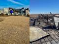 Pictured is one of the buildings lost in the wildfires at Rival Genetics farm outside of Canadian, Texas, and the barn where Tatum Swenhaugen and her brother kept their show pigs when they were growing up. (Photos courtesy of Tatum Swenhaugen)