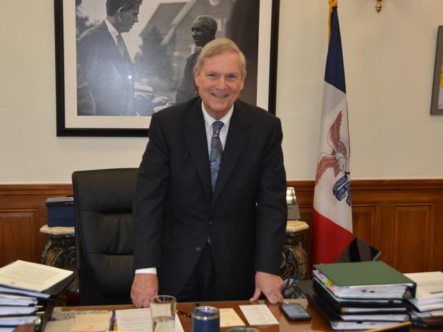 Agriculture Secretary Tom Vilsack at his desk at USDA earlier this month. Vilsack pushed back on criticisms that the Biden administration wasn&#039;t supportive of commodity producers, but he said U.S. agriculture is much broader than commodity crops. (DTN photo by Chris Clayton) 