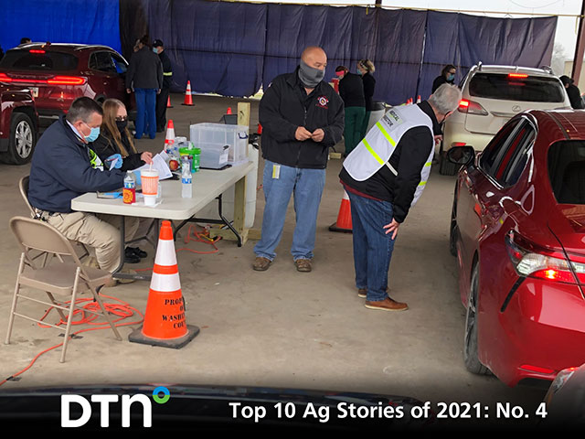 Some people in rural areas took advantage of drive-through vaccinations being offered to help fight COVID-19, such as this one in Texas. (Photo courtesy of Elaine Thomas)