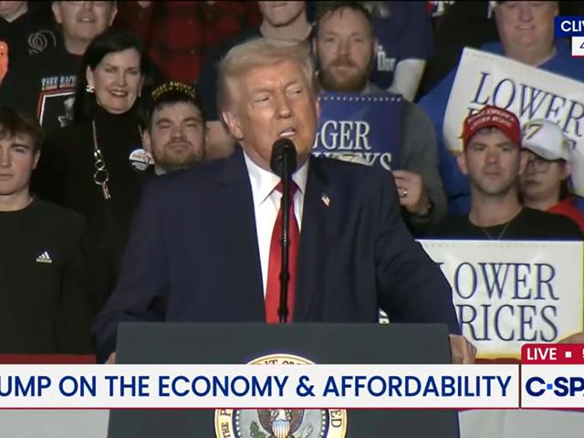 President Donald Trump held a rally late Tuesday afternoon in Clive, Iowa, a suburb of Des Moines. While the farm economy continues to struggle, Trump pointed to policy wins in areas such as tax cuts and trade agreements to sell more biofuels and beef to other countries. (Screenshot from C-SPAN livestream)