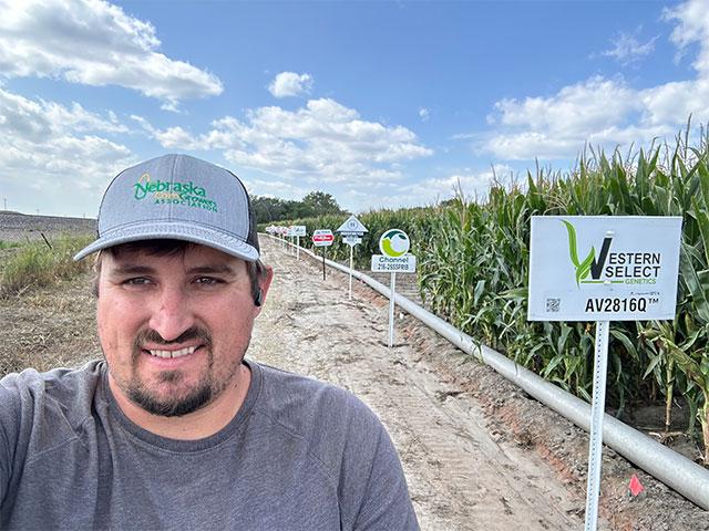 Participating in a corn plot helps Ethan Zoerb see what&#039;s performing on his own farm. The Nebraska farmer hosts a local plot tour next week. (Photo courtesy of Ethan Zoerb)
