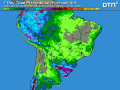 Outside of far southern Brazil, light precipitation will not be much of a hindrance to soybean planters this week. (DTN graphic)