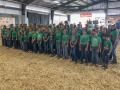 Washington County (Nebraska) 4-H youth took a group photo before the large animal auction at the end of the 2021 Washington County Fair. (DTN photo by Russ Quinn)