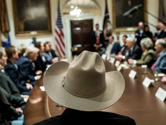 Farmers and ranchers sit with cabinet officials in December for the announcement of ad hoc farm aid. On Friday, President Donald Trump met with a small group of ranchers to release meat-processing and meat-regulation directives for USDA and Congress ahead of the midterm election. (Photo courtesy of White House Gallery)