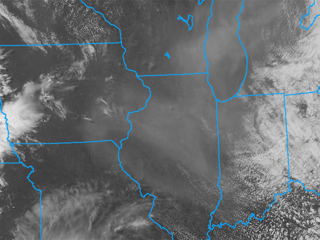 Thick smoke and haze that made U.S. air quality across the central Midwest the worst on Earth in late June may affect pollinating corn. However, the extent of the impact is uncertain. This map shows the extent of smoke coverage in the U.S. at about 3 p.m. CDT on Tuesday, June 27. (College of DuPage graphic).