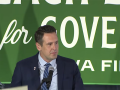 Iowa Republican gubernatorial candidate Zach Lahn, a first-time candidate and Iowa businessman, gives a victory speech after the Iowa primaries on June 2. Lahn upset U.S. Rep. Randy Feenstra, who had President Donald Trump's endorsement. (Image from video)