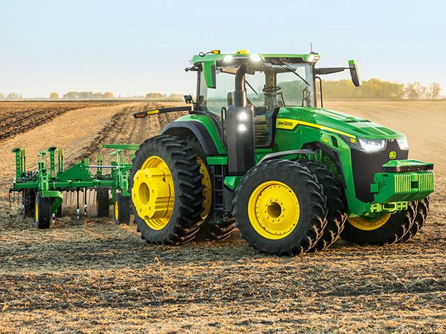 John Deere 8R autonomous tractor moves with the visual power of six stereo cameras. (Provided by John Deere)