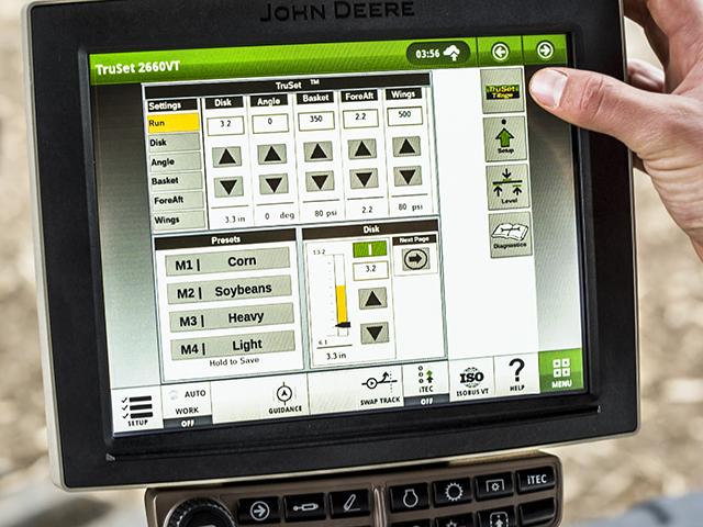 Deere&#039;s TruSet system lets farmers automatically adjust tillage tools based on specific field conditions. (Provided by John Deere)