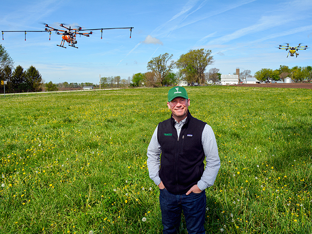 Rantizo CEO Michael Ott believes autonomous drones that spray and seed crops can help solve agriculture&#039;s labor shortage. (DTN/Progressive Farmer photo by Matthew Wilde)