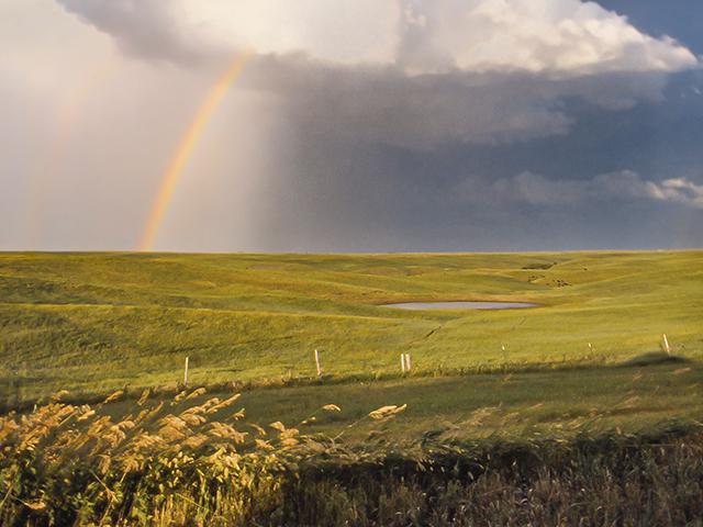 Rainbow Over Field in the Great Plains (Vann Cleveland, The Progressive Farmer Archives, 1997)
