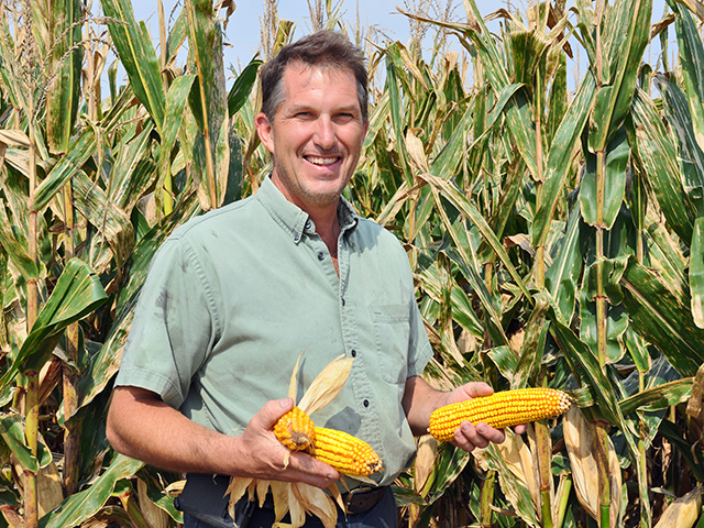 Matt Hughes saves money without sacrificing yield by dropping rootworm traits from his corn hybrids, but only after monitoring local rootworm pressures carefully. (Progressive Farmer image by Emily Unglesbee)