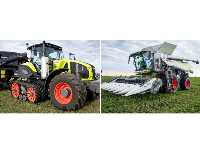 CLAAS 900 Axion Tractor (left) and CLAAS 740 Trion Combine (right) (Joel Reichenberger)