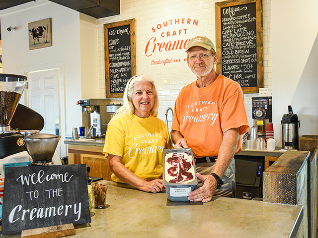 The Eade family decided to add value to their commodity milk with a gourmet ice cream shop, Southern Craft Creamery. (DTN/Progressive Farmer photo by Becky Mills)
