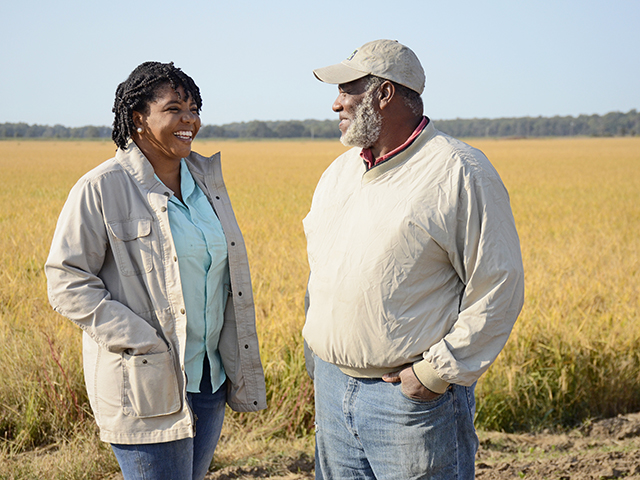 Christi Bland and her father, James Bland Jr., run the family rice and soybean operation together. (Progressive Farmer image by Brent Warren)