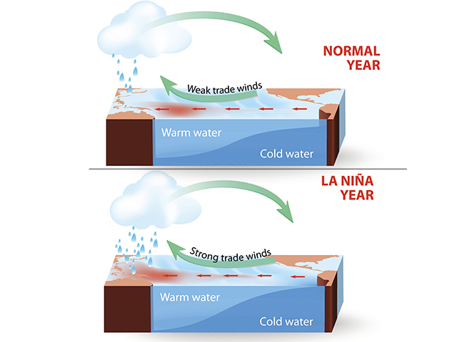 Normal Year Versus a La Nina Year (ttsz; Getty Images)