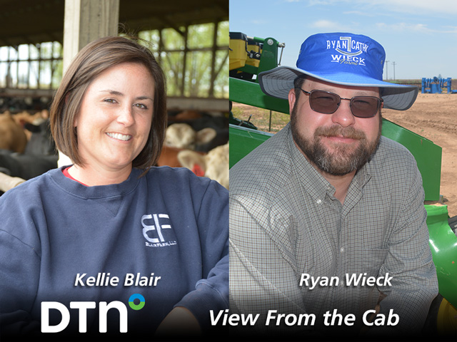 Farmers Kellie Blair of Dayton, Iowa, and Ryan Wieck, of Umbarger, Texas, are reporting on crop conditions and agricultural topics throughout the 2021 growing season as part of DTN&#039;s View From the Cab series. (DTN photos by Greg Horstmeier and Matthew Wilde)
