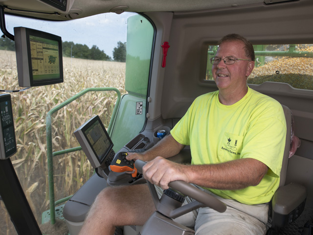 David Hula harvests corn in a field near his Virginia headquarters. Hula set the world record at 616 bushels per acre in 2019, and with his try-anything-twice attitude, he&#039;s intent on being even better. (DTN photo by Joel Reichenberger)