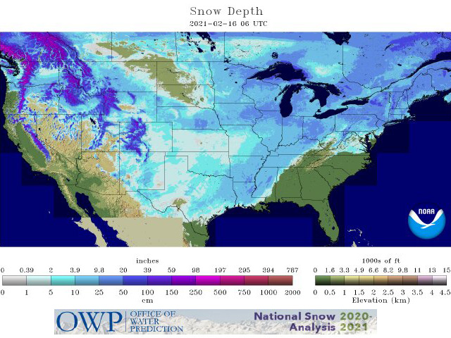 Contiguous U.S snow cover has reached a new record of 73.2%. (NOAA graphic)