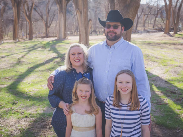 Ryan Wieck will be sharing insights on the growing season and life for DTN&#039;s View From the Cab project from the Texas Panhandle farm he shares with wife, Cathy, and daughters, Charleigh (left) and Callie (right). (Photo courtesy of Aubry Heinrich) 