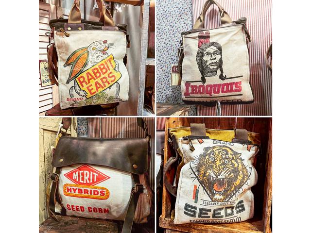 Retro cloth seed bags are made into fashionable and functional handbags by this innovative company. (Photos courtesy of Selina Vaughan Studios)