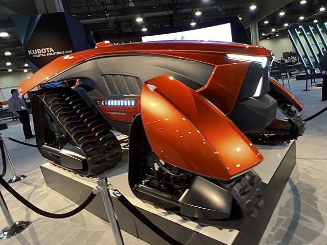 While it&#039;s a bit down the manufacturing road, Kubota displayed its autonomous field tractor concept at Kubota Connect in Texas last week. A video about the machine showed it working in various field settings, including rice and grain crops. (DTN photo by Dan Miller)